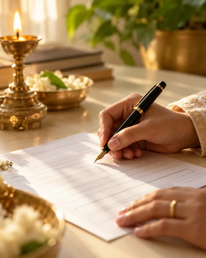 A person writing birth details on a form